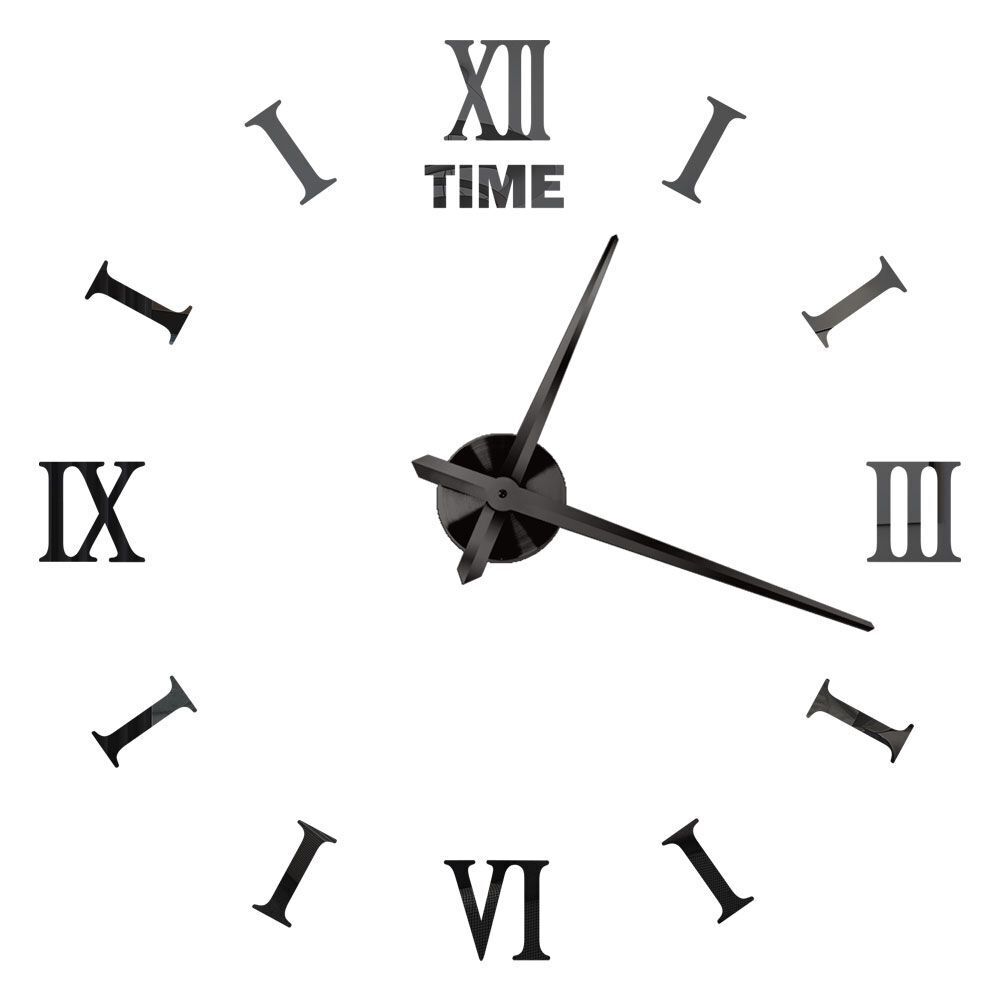 DIY Wall Clocks Acrylic Mirror Large 3D Frameless Home Living Room Decor 37-47In