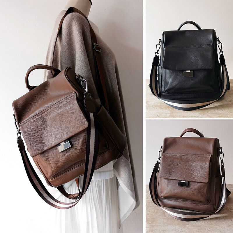 Anti-Theft Convertible Real Leather Backpack Travel Bag Purse Shoulder Bag