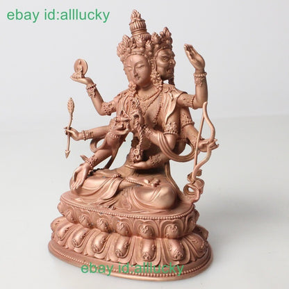 10cm Red Copper Hand-carve Ushnisha Vijaya Statue Tibet Namgyalma Exquisite