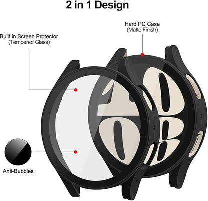 Samsung Galaxy Watch 4 5 6 7 FE 40/44 Tempered Glass Protector Screen Case Cover