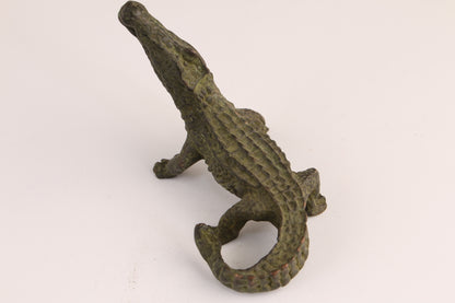 Lovely Chinese bronze copper Crocodile figure Statue table decoration tea pet