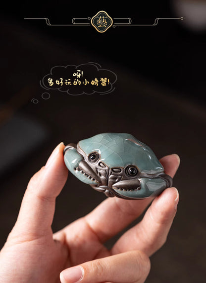 Ceramic Crab Tea Pet Decoration Pieces Handmade Creative Tea Table Decoration