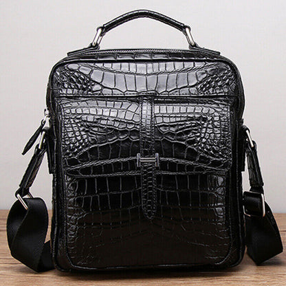 Real Leather 10" Handbags, Designer Crocodile Men's Business Sling Shoulder Bag