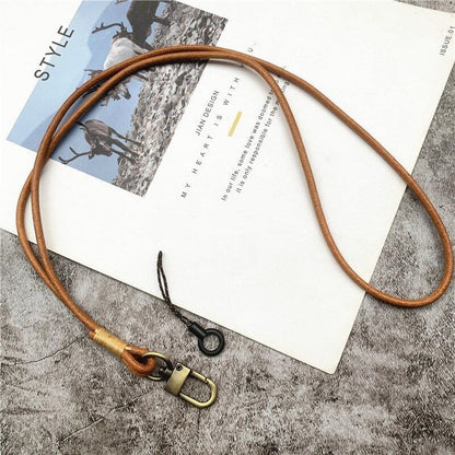 Mobile Phone Straps Cowhide Lanyards Key Leather Card Badge Neck Sling Band 50cm