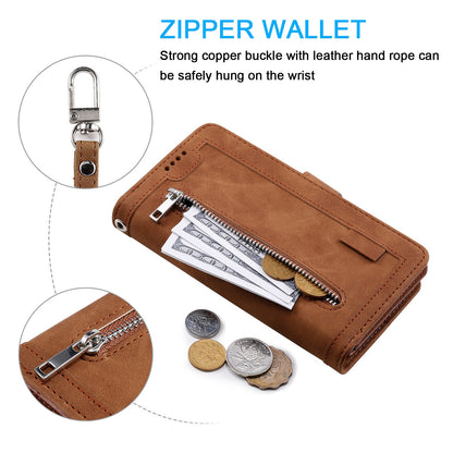 Zipper Leather Wallet Case For iPhone 17 Pro Max /16/15 Flip Cover