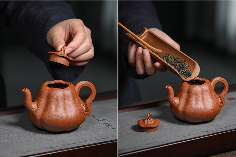 Full Handmade Tea Pot Original Ore Real Yixing Zisha Pot Pumpkin Shaped Pot Tea