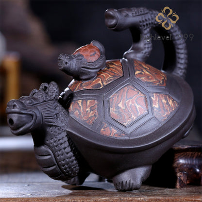 240ml Chinese Yixing Purple Clay Teapot Handmade Dragon Turtle Tea Pot
