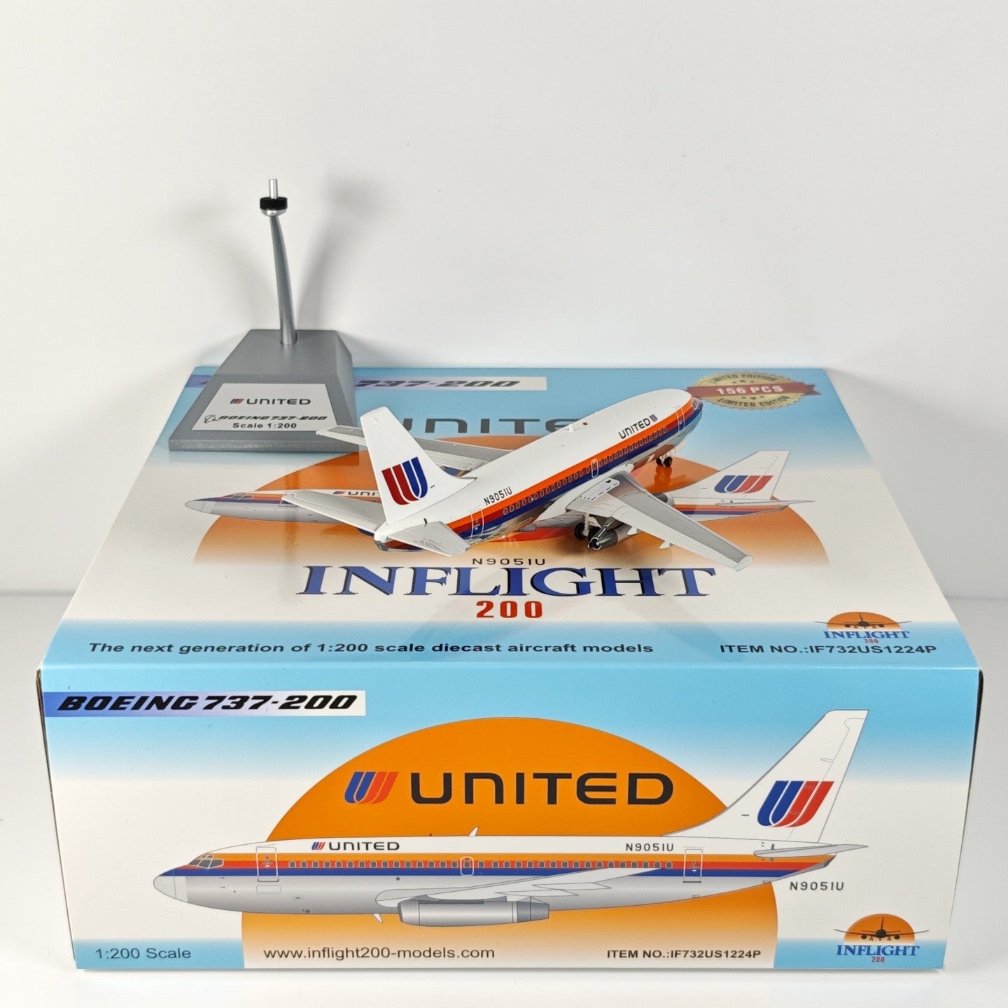 1:200 InFlight United B737-200 N9051U Passenger Airplane Diecast Plane Model