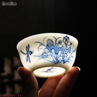 80ml Jingdezhen Ceramic Teacup Hand Painted Lotus Small Tea Porcelain Master