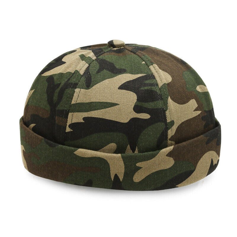 Men's Retro Brimless Hat Skull cap Sailor Cap Beanie Rolled Cuff Adjustable*