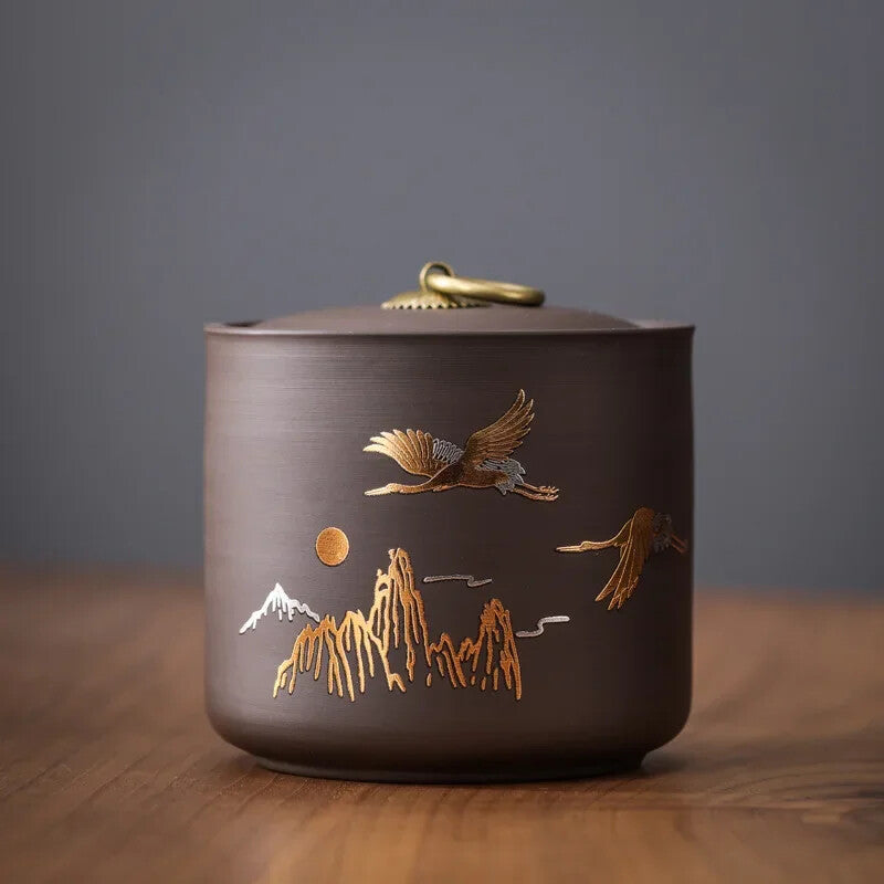 Chinese Ceramic Storage Jar, Purple Clay, Tea Jar, Home Candy Nut Sealed Box