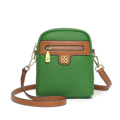 Fashion Messenger Handbag Genuine Leather Tote Shoulder Bags Black 15.5*19*7 CM
