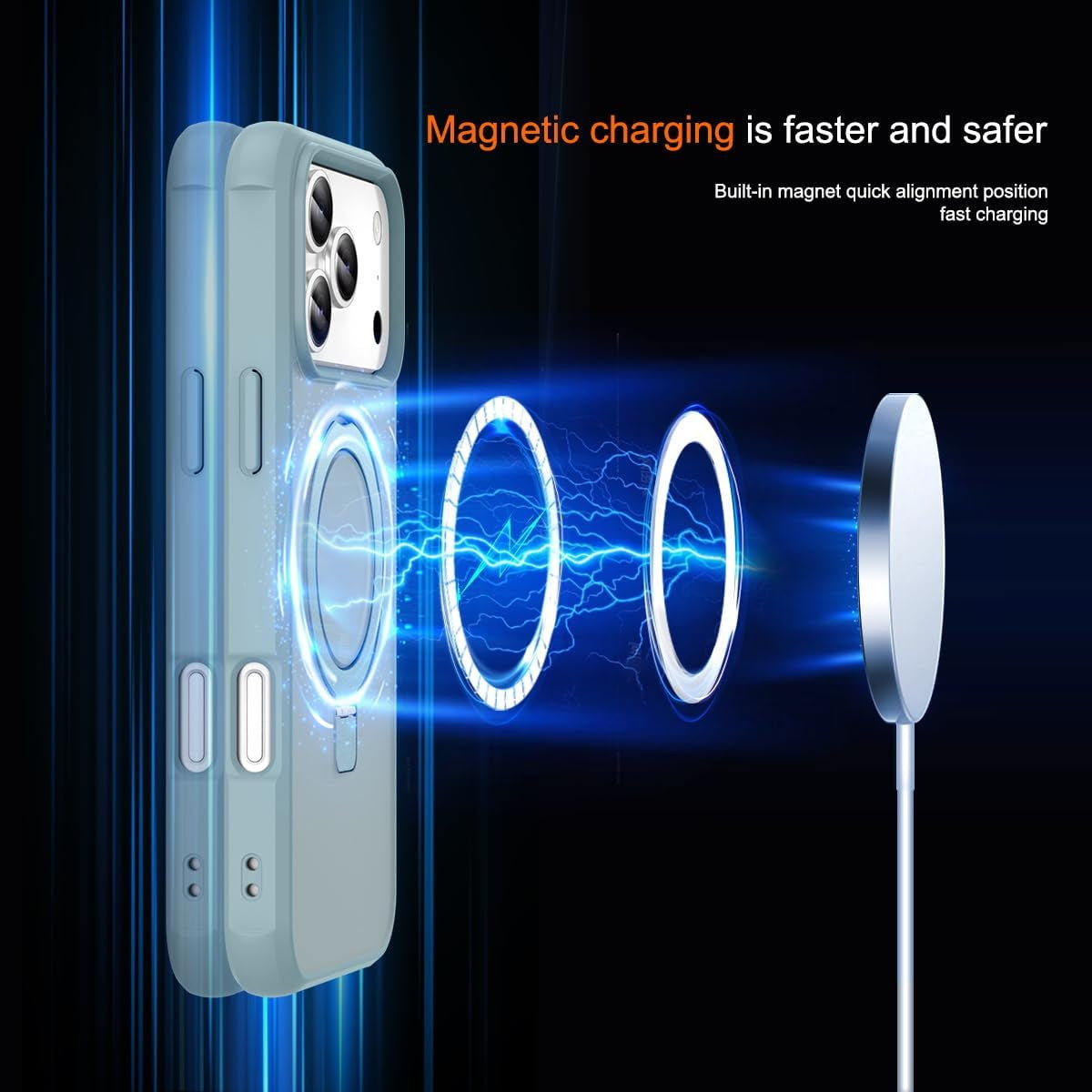 Magnetic Compatible with Iphone 17 Pro Max Case with Stand [Military Grade Drop