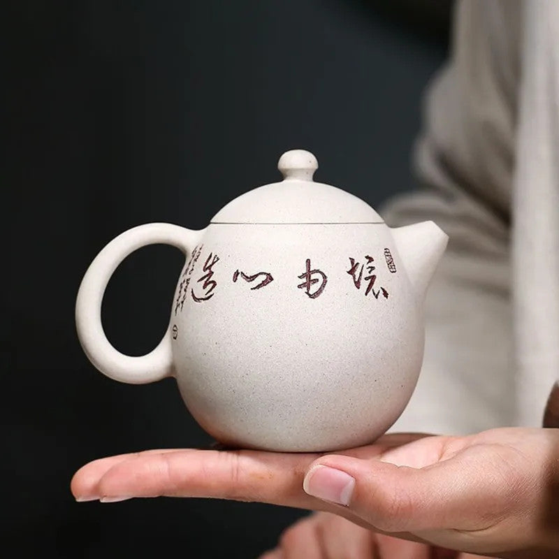 Yixing Tea Pot Handmade Dragon Egg Shape Purple Clay Teapot Beauty Kettle