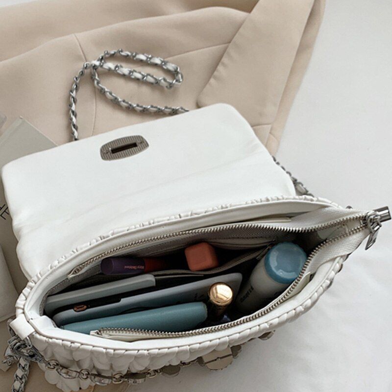 Pleated Crossbody Bag Texture Rhinestone Hand Shoulder Bag Versatile 25*7*14 CM