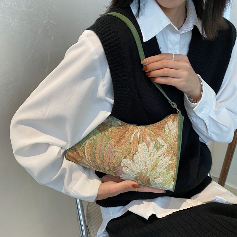 Shoulder Bag Handbags Printed Purse Handbags Tote Bag 25*16*7CM Zipper Floral