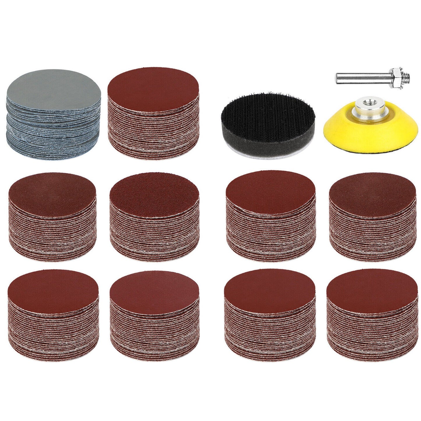 303PCS 2" inch Hook Loop Sanding Discs 80#, 120#,180#- 3000# Grit Sandpaper