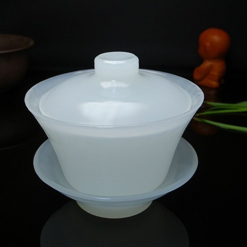 180ml China Natural Jade Gaiwan Tea Bowl Cup Tea Set Kung Fu Tea Ceremony Decor