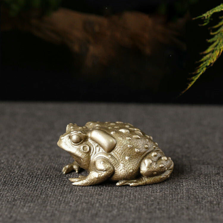 Antique Bronze Sculpture Solid Brass Small Toad Statue Home Decoration Ornaments