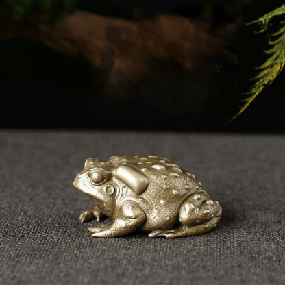Antique Bronze Sculpture Solid Brass Small Toad Statue Home Decoration Ornaments
