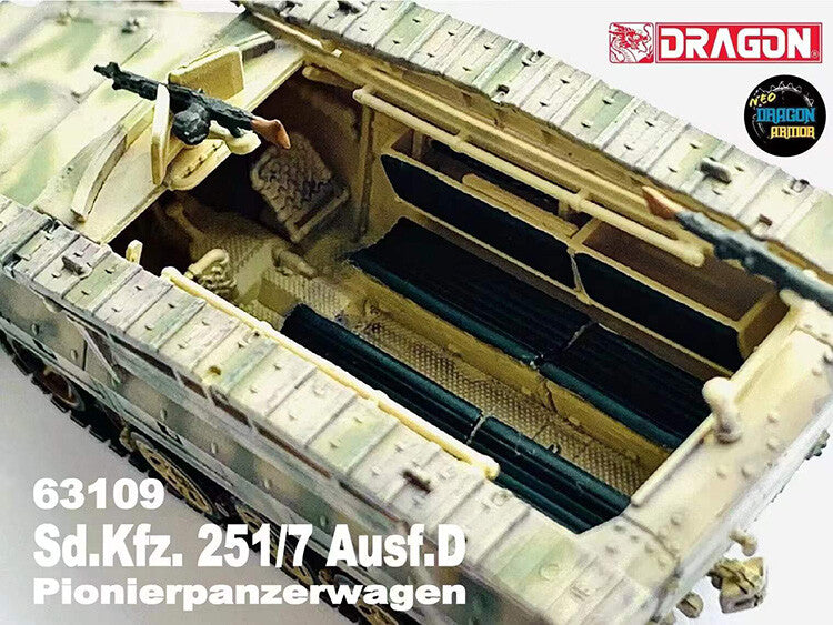 1/72 German Sd.kfz 251/7 Half-Track Sapper Armored Vehicle D Model