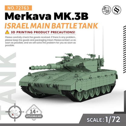SSMODEL 72763 1/72 25mm Military Model Kit Israel Merkava MK.3B Main Battle Tank