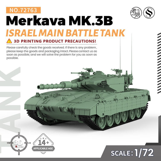 SSMODEL 72763 1/72 25mm Military Model Kit Israel Merkava MK.3B Main Battle Tank