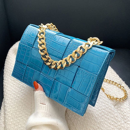 12 Colors Handbag Purse Alligator Pattern Shoulder Bag Women Chain Crossbody Bag