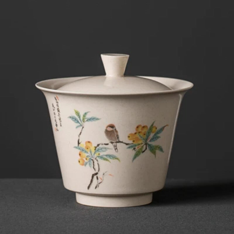 150ml Gaiwan Tea Ceramic Tureen Chinese Flower Bird Pattern Cup Tea Bowl Tea Set