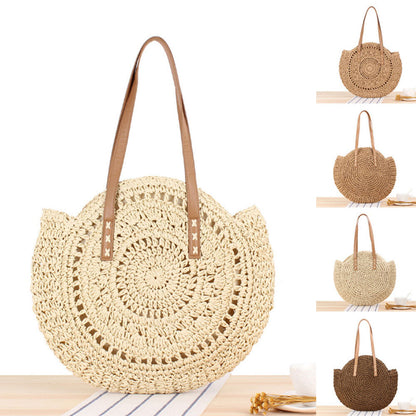 Womens Wicker Handbag Bags Tote Beach Straw Woven Summer Rattan Basket Bag