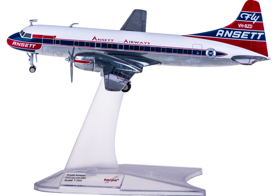 1:200 Herpa Ansett Airways Convair CV-340 Passenger Airplane Diecast Plane Model