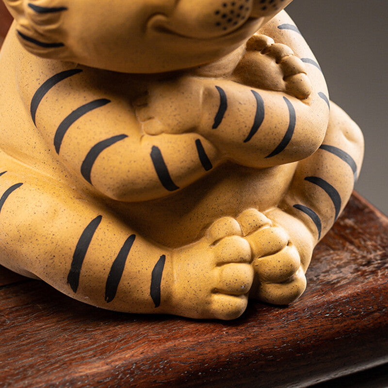 House Warming Gift Zisha Purple Clay Tea Pet Tiger Money Box Mascot Tea Play