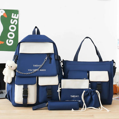 Women Backpack Nylon School Bag for Girls Multiple Pockets Bookbags
