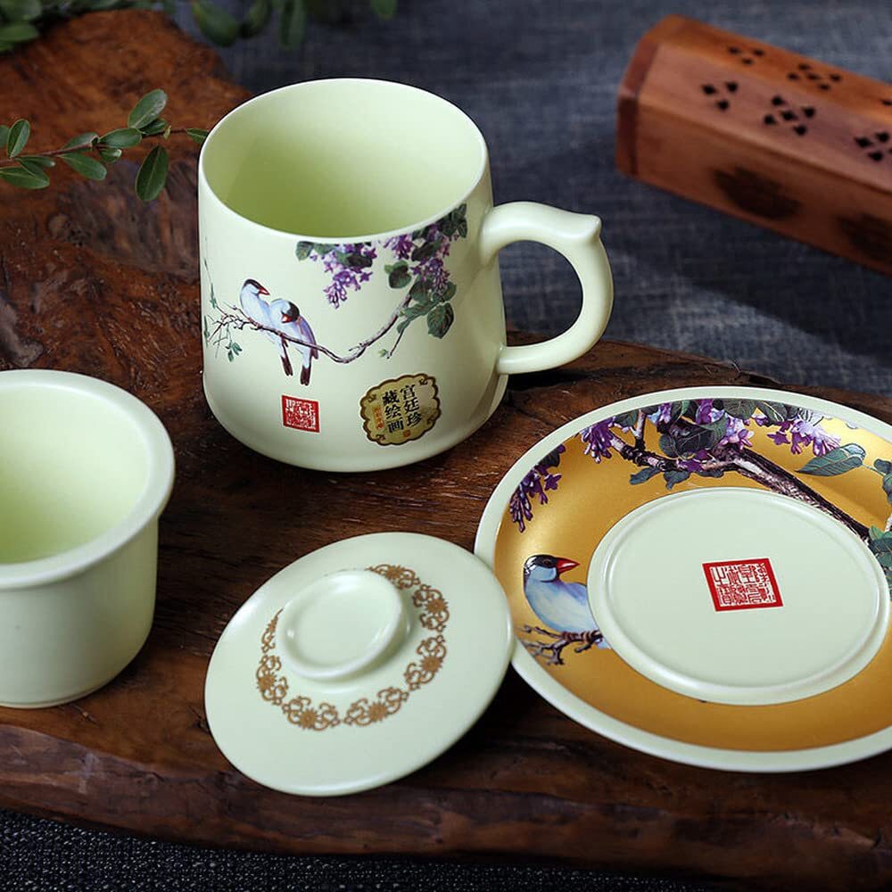 450ml Jingdezhen Teacup Ceramic Filter Tea Cup Home Water Cup Kung Fu Tea Set