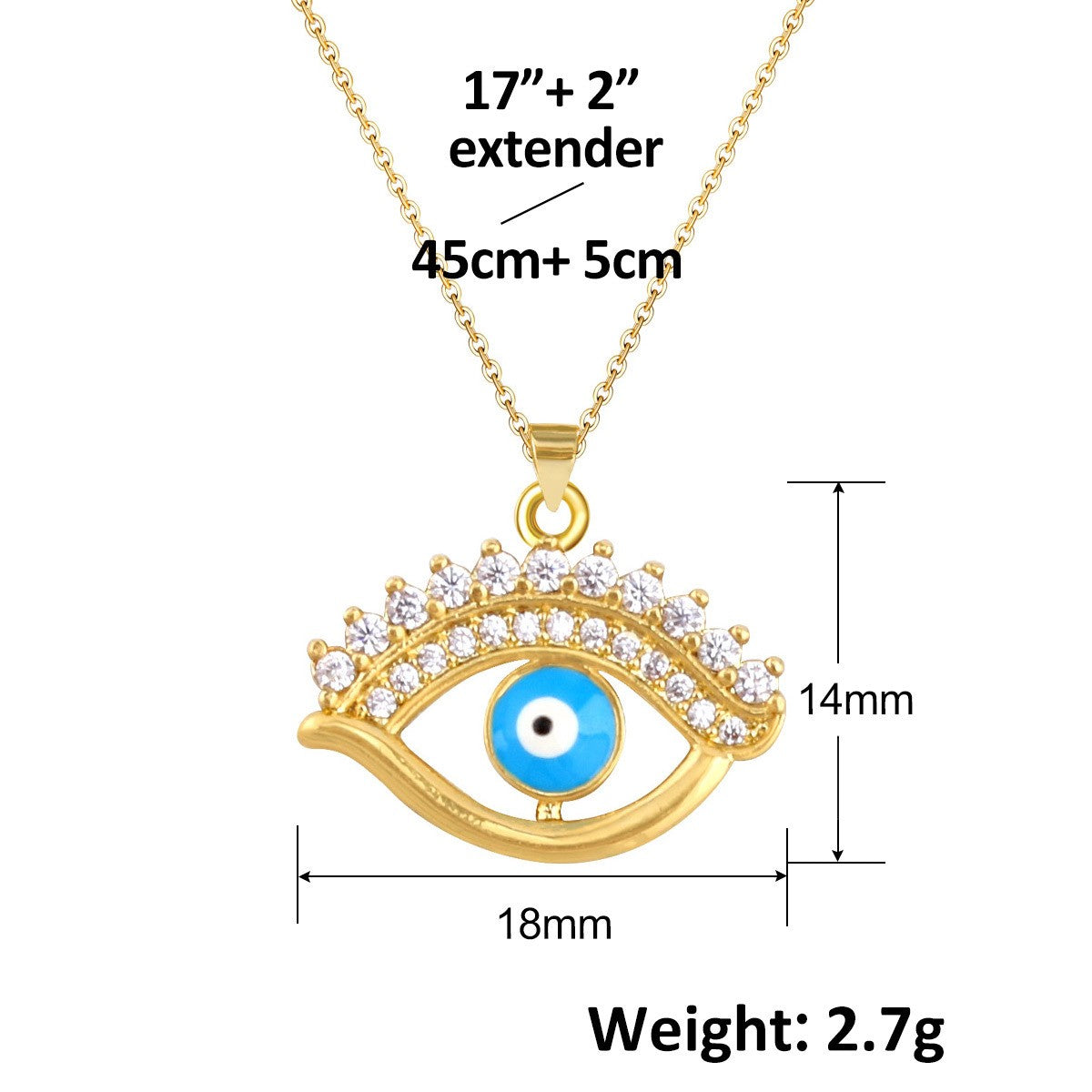 Turkish Blue Evil Eye Pendant Copper Zircon Charm Plated Eco Friendly DIY