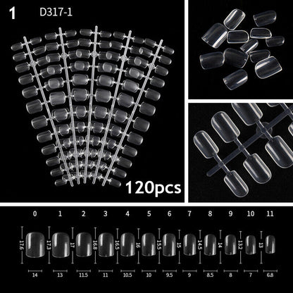 Fake Nails Transparent Nails Extension Short Square Nails 120PCS/Bag Natural DIY