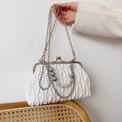 Hand Chain Pearl Bag Synthetic Leather Crossbody Purse Totes Handbag 14*22*6 CM