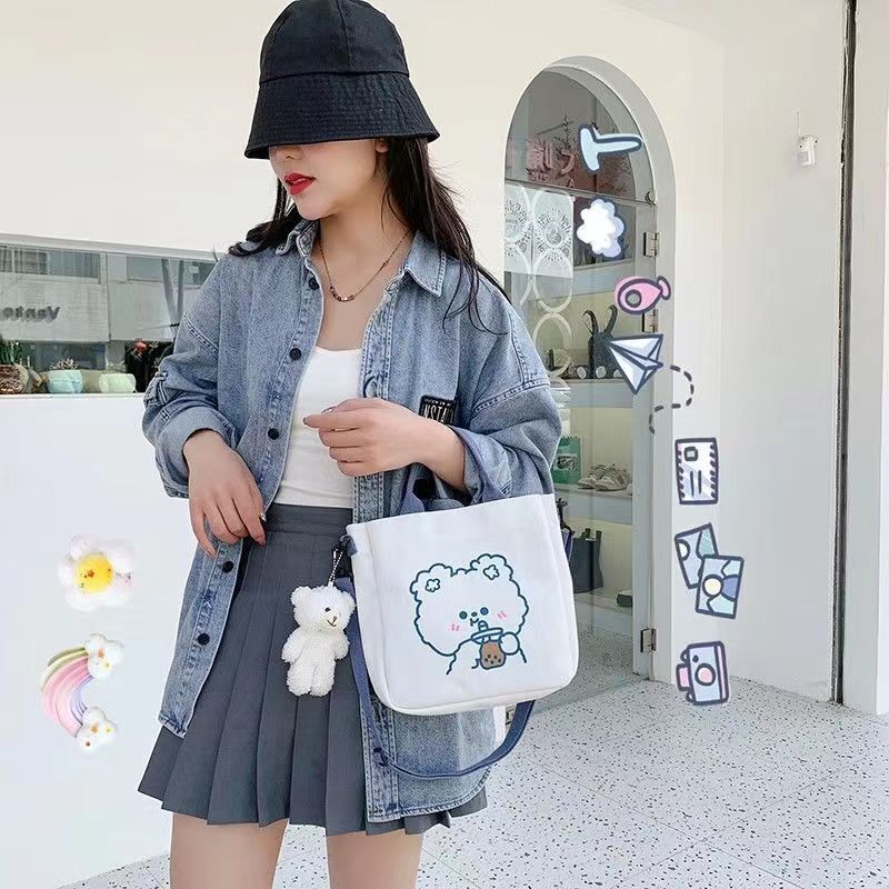 One Strap Shoulder Canvas Bag Fashion Student Backpack Pouch Tote Purse Leisure