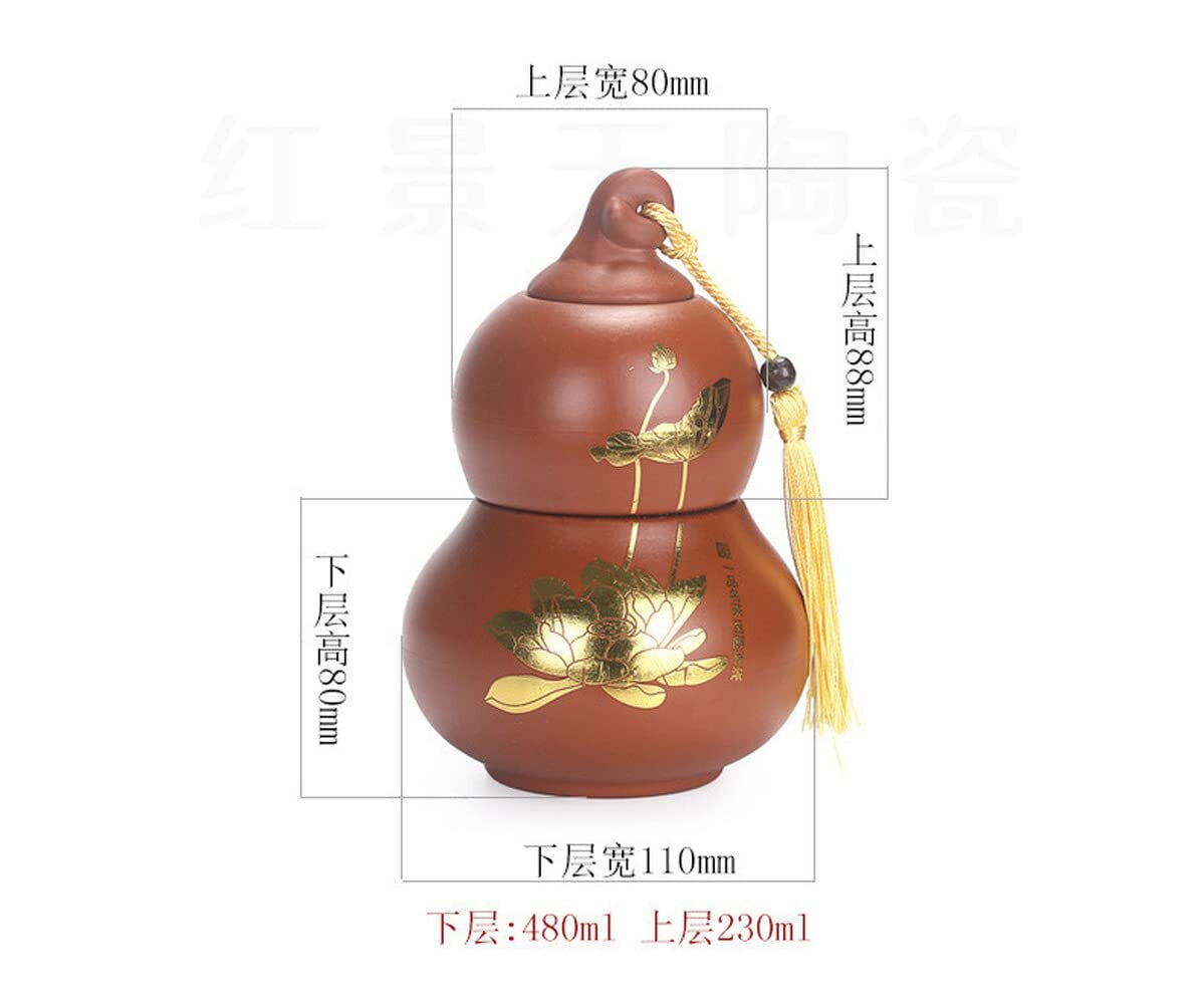 16.8cm Gourd Tea Cans Sealed Purple Sand Jar Storage Tea Caddy Decorations