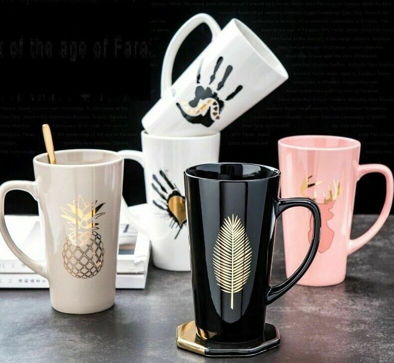 500ml Couple Cup 15x8.5cm Ceramic Coffee Mugs With Spoon & Cover Drinkware Gifts