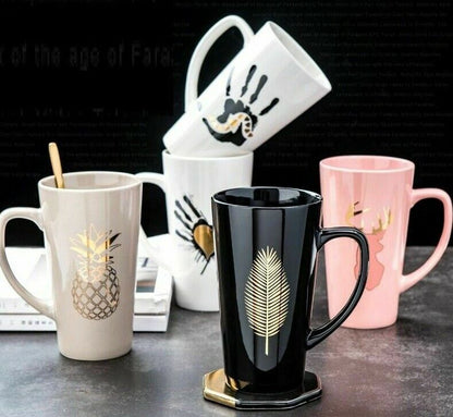 500ml Couple Cup 15x8.5cm Ceramic Coffee Mugs With Spoon & Cover Drinkware Gifts
