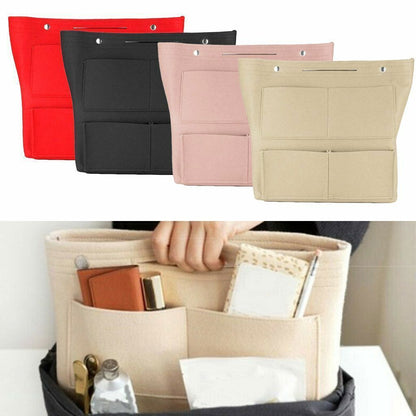 Multi-Pocket Tall Long Insert Bag Felt Purse Handbag Bag Liner Tote Organizer US