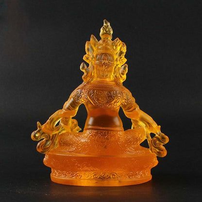 14.5cm Feng Shui Tibet Tibetan Buddhism Statue Yellow Jambhala Buddha