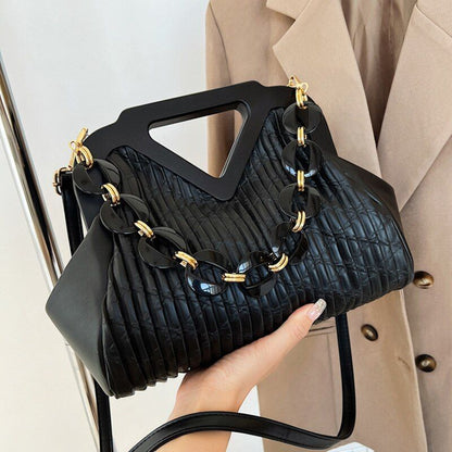 Pleated Bags Blue/Orange Shoulder Bag Big Totes Handbag Purse Evening Clutch Bag