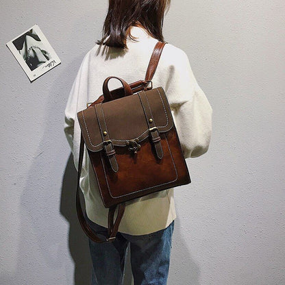 Backpack Synthetic Leather Daypack Vintage Student School College Shoulder Bags