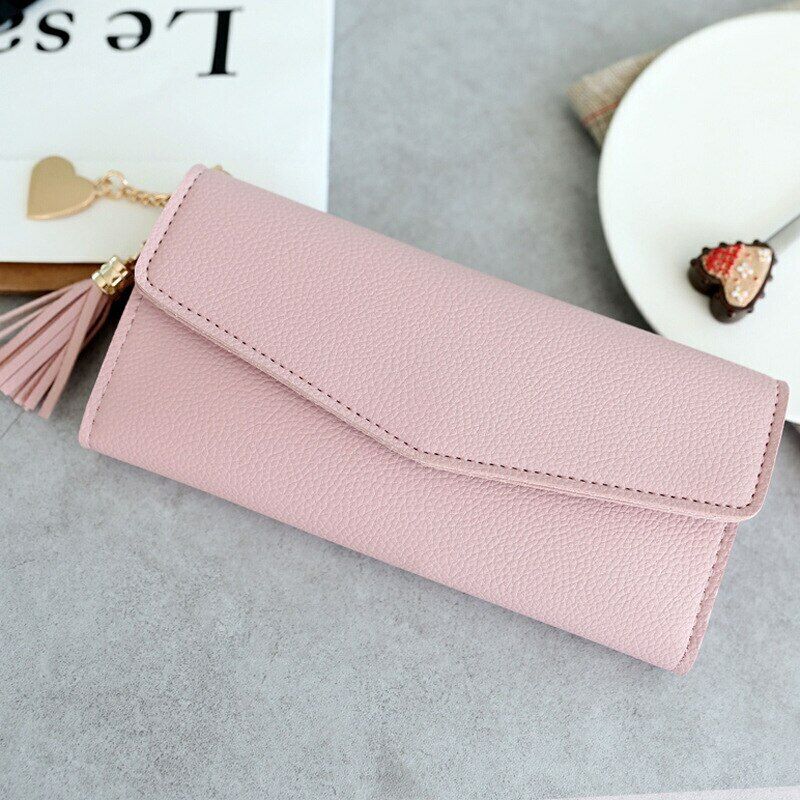 Women Wallet Clamps Purse Cash Clip Billfold Female Card Lady PU Leather Handbag