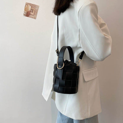 Drawstring Bucket Bag Pouch Shoulder Bag Synthetic Leather Crossbody 13*15*13 CM