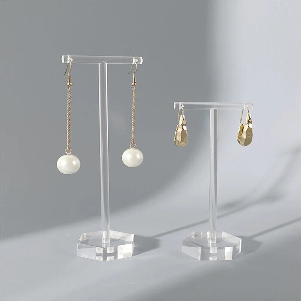 Jewelry Display Rack Clear Acrylic T Shape Drop Earrings Holder Organizer Stands