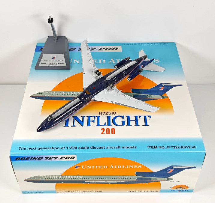 1:200 InFlight United Airlines B727-200 N7251U Airplane Diecast Plane Model