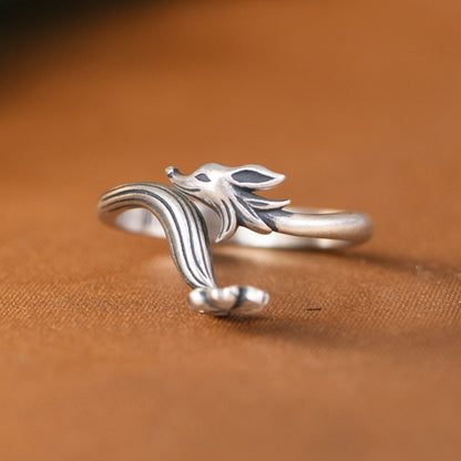 New 925 Sterling Silver Solid Band Women Flower Fox Open Ring Gift